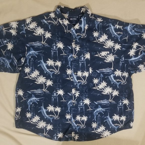 Puritan Other - Puritan blue/beige ocean fish men's 3XL shirt